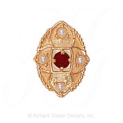 GS452 G/PL - 14 Karat Gold Slide with Garnet center and Pearl accents 